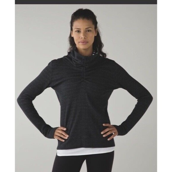 lululemon athletica Tops - Lululemon Size 6 In A Cinch Cowl Neck Reversible Sweater Top Black and White
